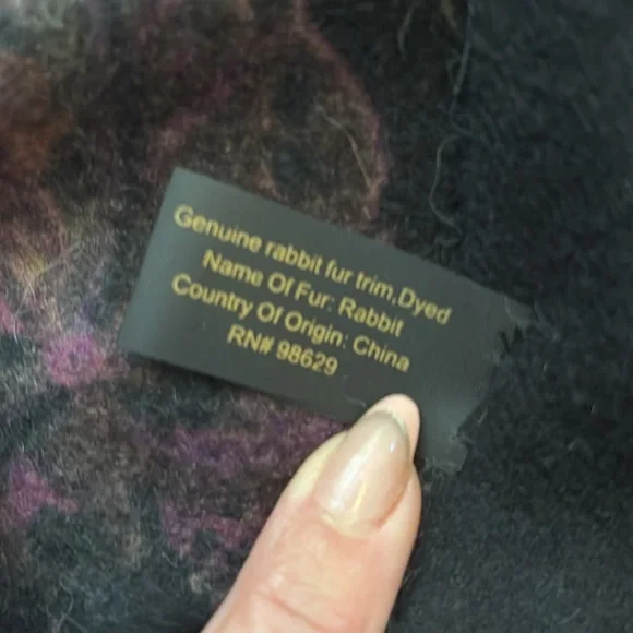 LA Fiorentina NEIMAN Marcus Genuine Fur wool wrap shawl scarf black purple rare - Picture 13 of 14